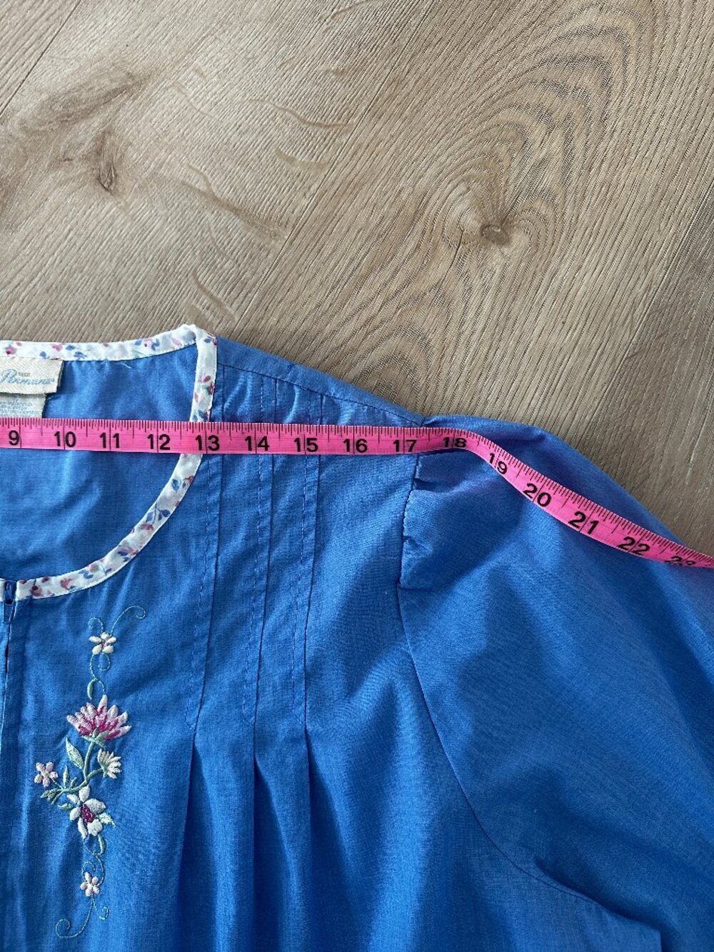 Women's Vintage Embroidered Retro House/Porch Dress sz XL - Royal Blue - Picture 8 of 11
